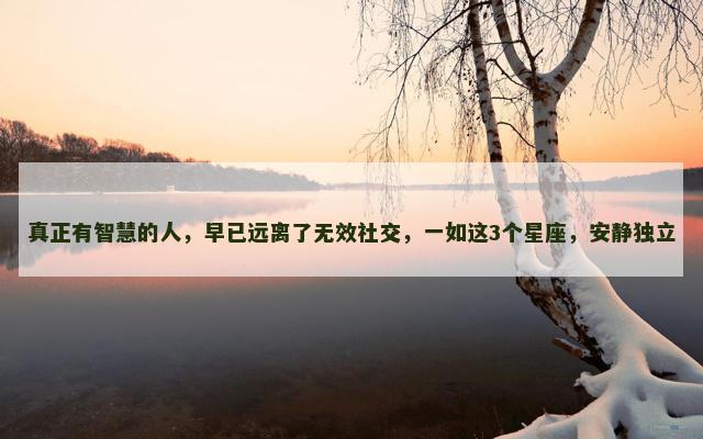 真正有智慧的人，早已远离了无效社交，一如这3个星座，安静独立