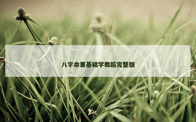 八字命里基础学舞蹈完整版