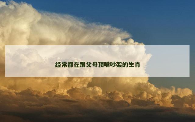 经常都在跟父母顶嘴吵架的生肖