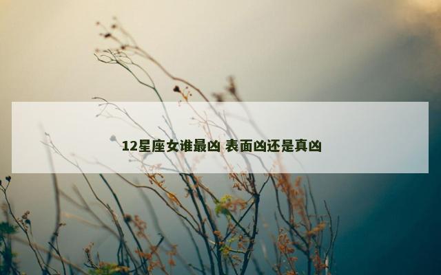 12星座女谁最凶 表面凶还是真凶
