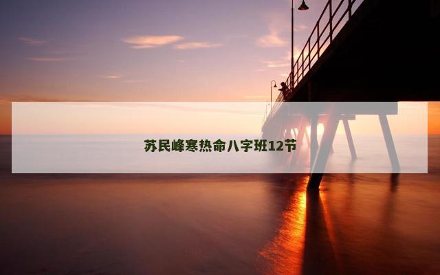 苏民峰寒热命八字班12节