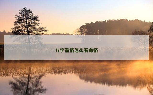 八字重格怎么看命格