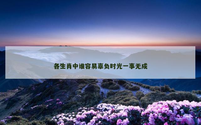 各生肖中谁容易辜负时光一事无成