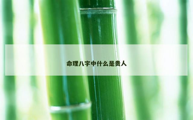 命理八字中什么是贵人