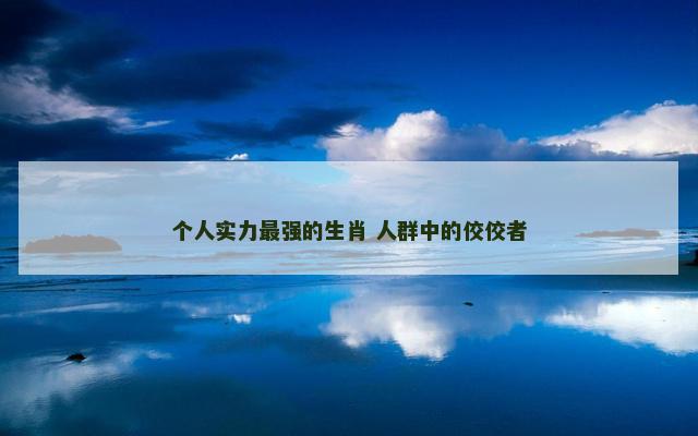 个人实力最强的生肖 人群中的佼佼者