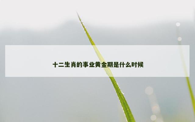 十二生肖的事业黄金期是什么时候