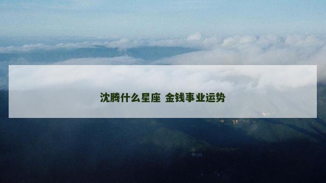 沈腾什么星座 金钱事业运势