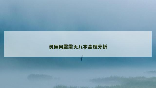 灵匣网霹雳火八字命理分析