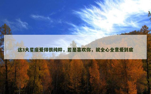 这3大星座爱得很纯粹，若是喜欢你，就全心全意爱到底