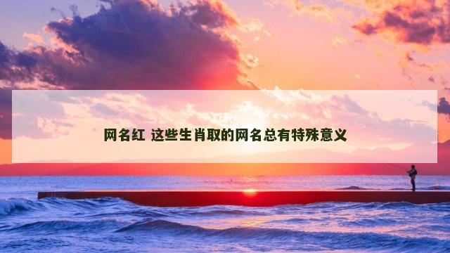 网名红 这些生肖取的网名总有特殊意义