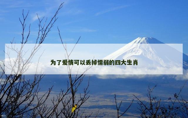 为了爱情可以丢掉懦弱的四大生肖