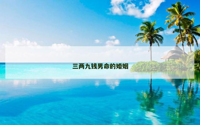 三两九钱男命的婚姻