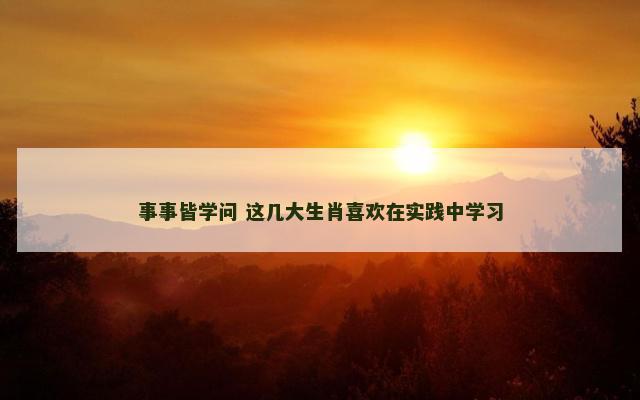 事事皆学问 这几大生肖喜欢在实践中学习