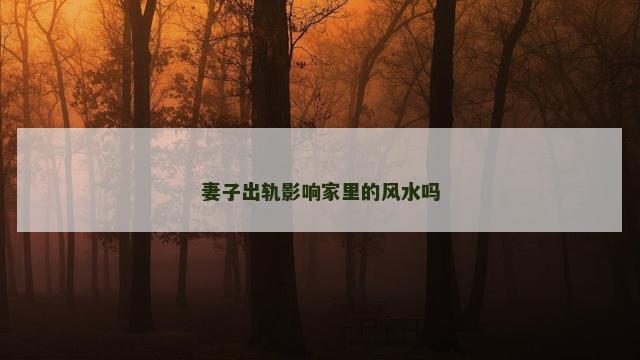 妻子出轨影响家里的风水吗