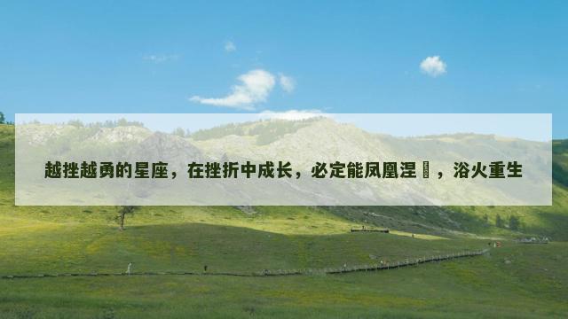越挫越勇的星座，在挫折中成长，必定能凤凰涅槃，浴火重生