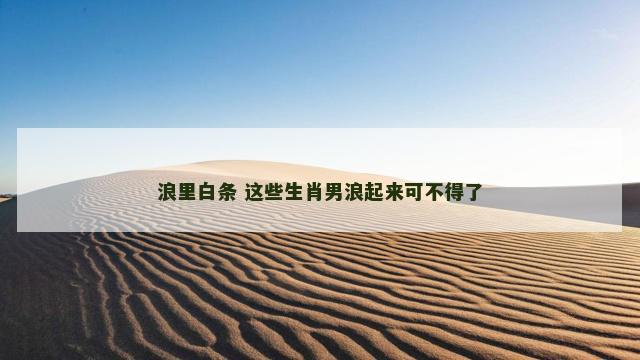 浪里白条 这些生肖男浪起来可不得了