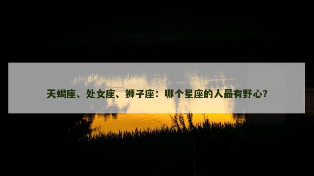天蝎座、处女座、狮子座：哪个星座的人最有野心？