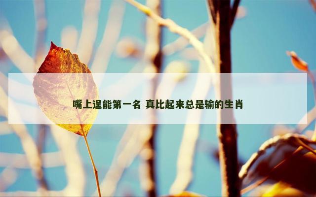 嘴上逞能第一名 真比起来总是输的生肖