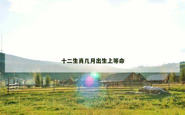 十二生肖几月出生上等命