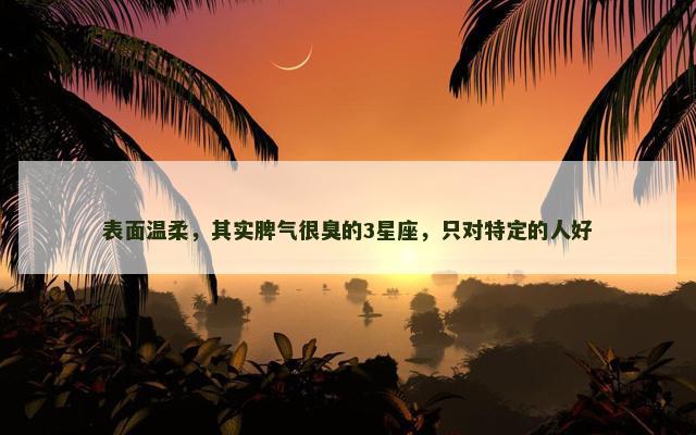 表面温柔，其实脾气很臭的3星座，只对特定的人好