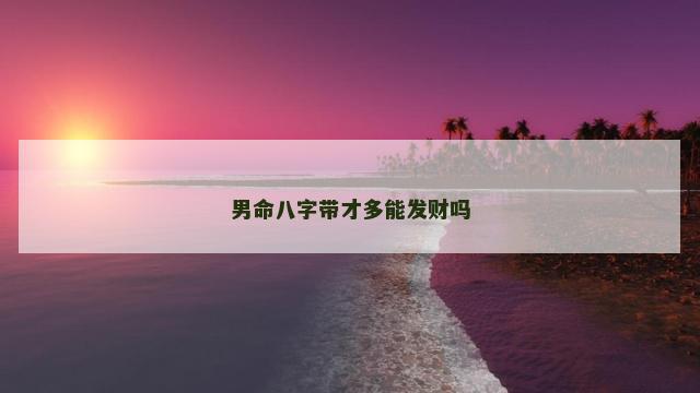 男命八字带才多能发财吗