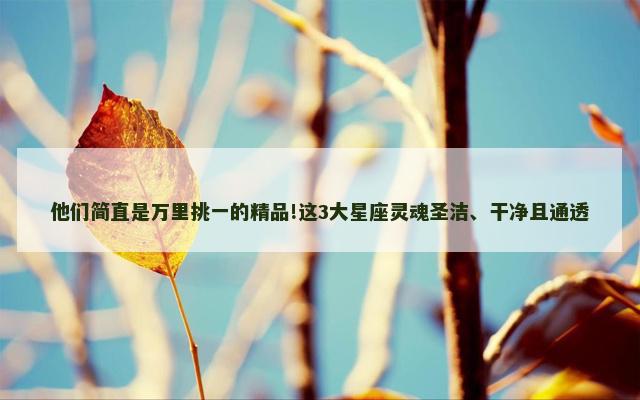 他们简直是万里挑一的精品!这3大星座灵魂圣洁、干净且通透