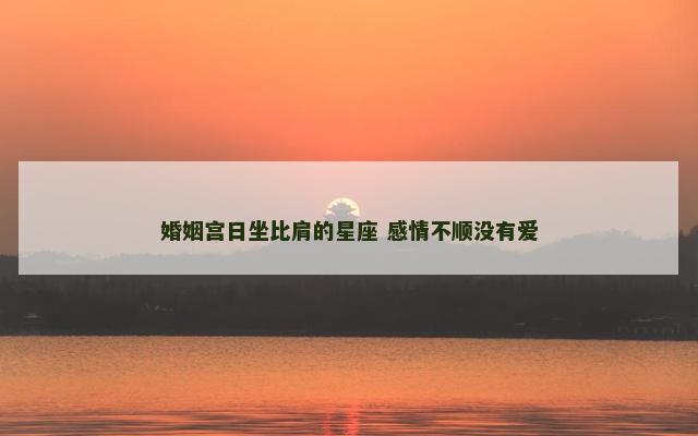 婚姻宫日坐比肩的星座 感情不顺没有爱