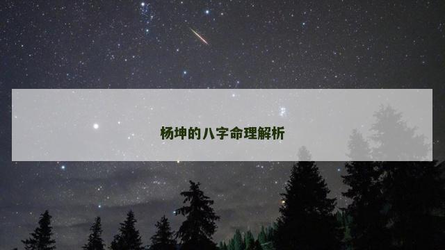 杨坤的八字命理解析