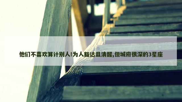 他们不喜欢算计别人!为人豁达且清醒,但城府很深的3星座