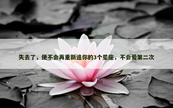 失去了，便不会再重新追你的3个星座，不会爱第二次
