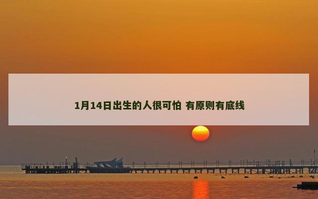 1月14日出生的人很可怕 有原则有底线
