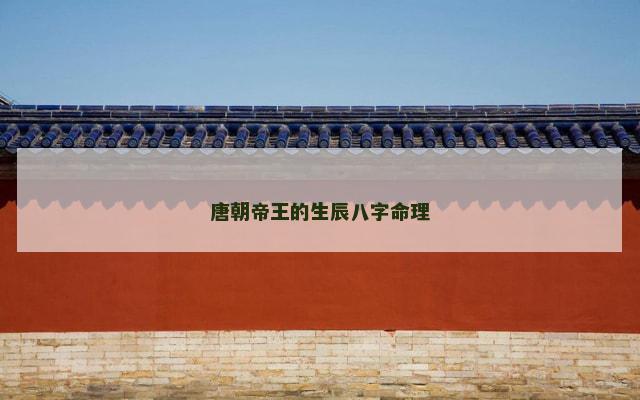 唐朝帝王的生辰八字命理