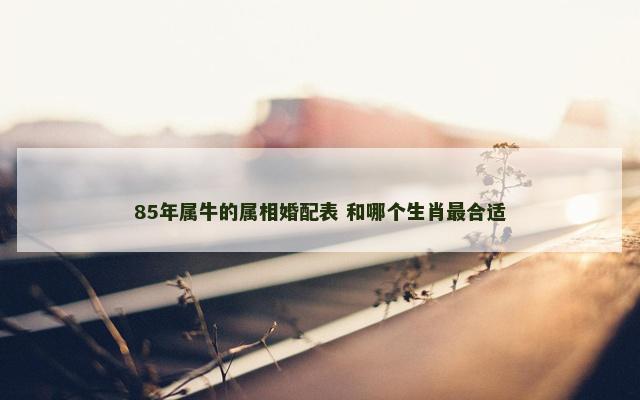 85年属牛的属相婚配表 和哪个生肖最合适