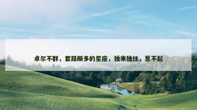 卓尔不群，套路颇多的星座，独来独往，惹不起
