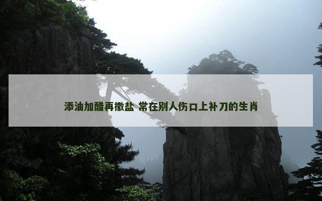 添油加醋再撒盐 常在别人伤口上补刀的生肖