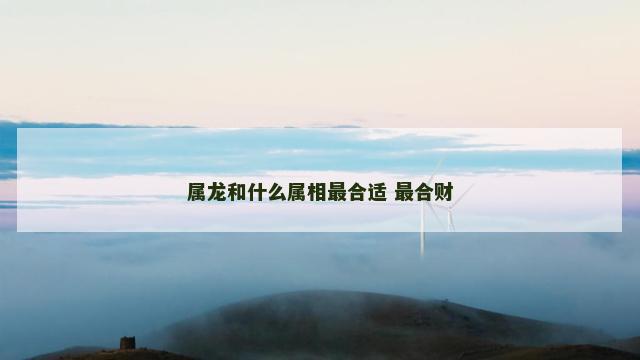 属龙和什么属相最合适 最合财