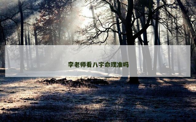 李老师看八字命理准吗