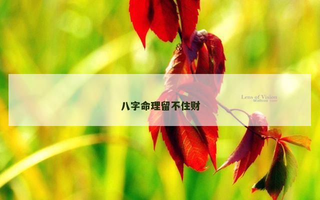 八字命理留不住财