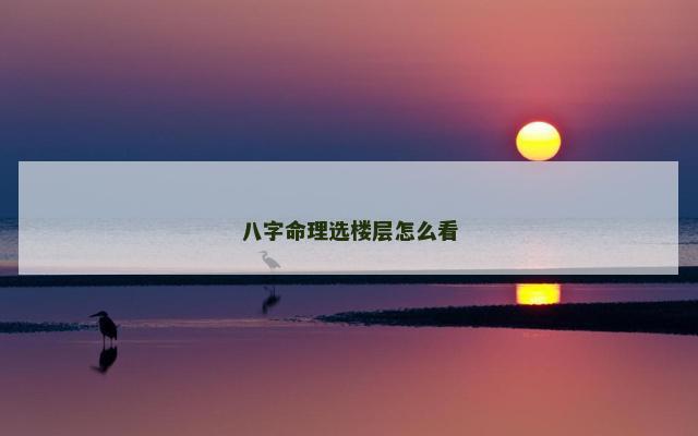 八字命理选楼层怎么看