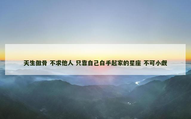 天生傲骨 不求他人 只靠自己白手起家的星座 不可小觑