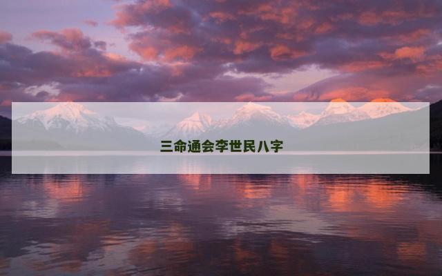 三命通会李世民八字