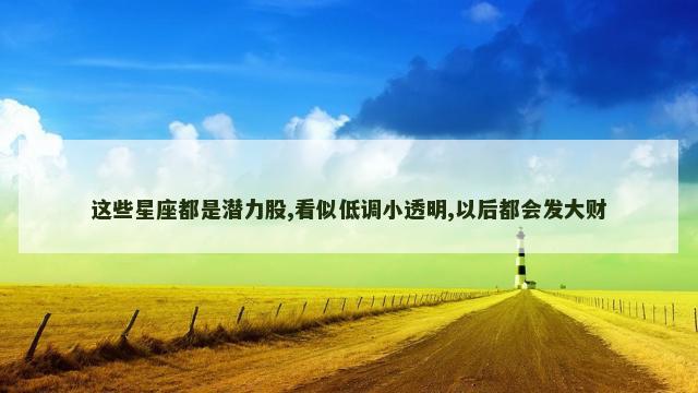 这些星座都是潜力股,看似低调小透明,以后都会发大财