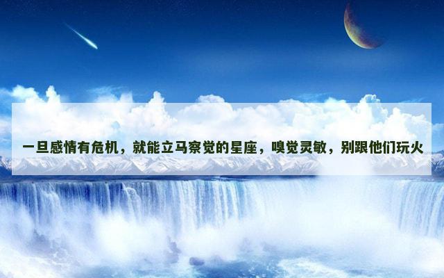 一旦感情有危机，就能立马察觉的星座，嗅觉灵敏，别跟他们玩火