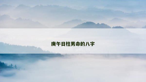 庚午日柱男命的八字