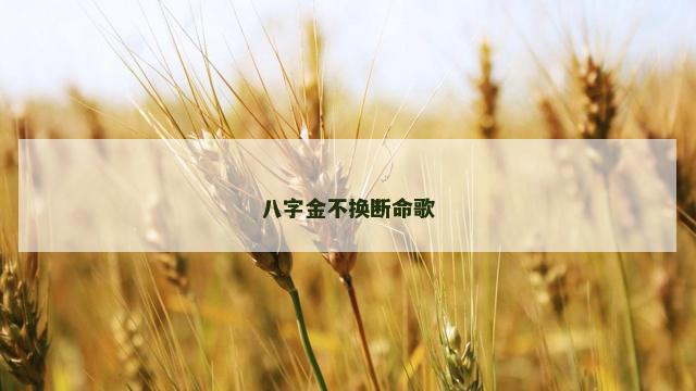 八字金不换断命歌