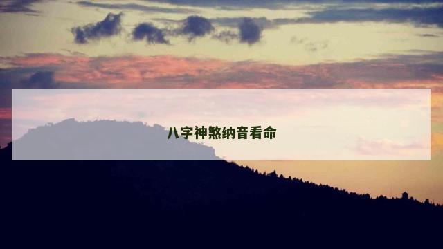 八字神煞纳音看命