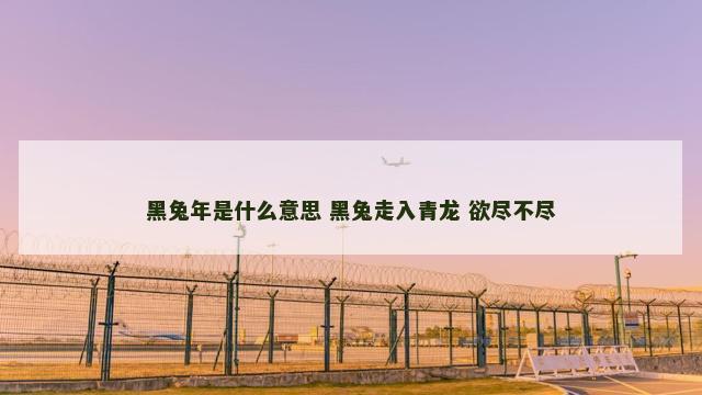 黑兔年是什么意思 黑兔走入青龙 欲尽不尽