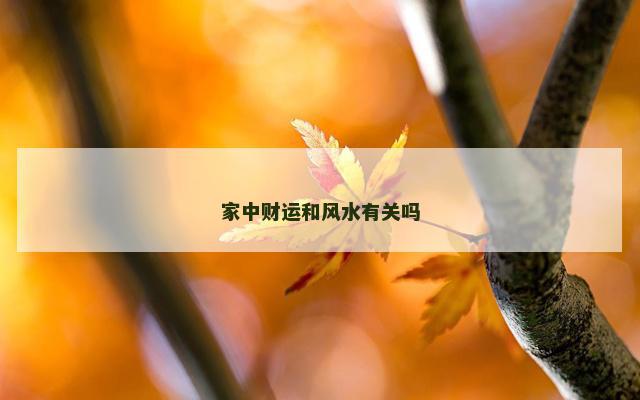 家中财运和风水有关吗