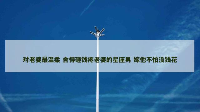 对老婆最温柔 舍得砸钱疼老婆的星座男 嫁他不怕没钱花