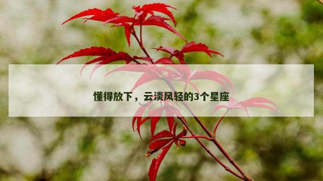 懂得放下，云淡风轻的3个星座